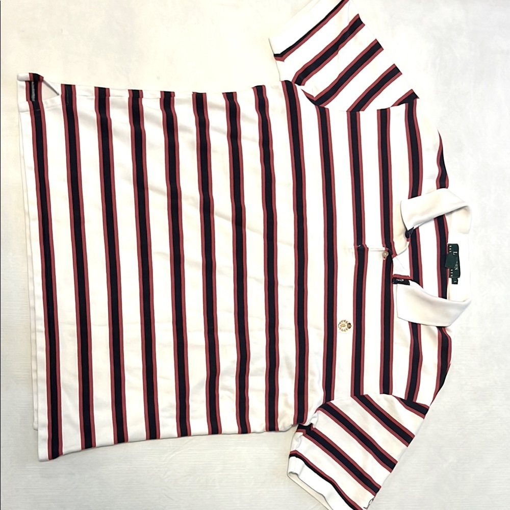 Ralph Lauren Red and Navy Striped Polo